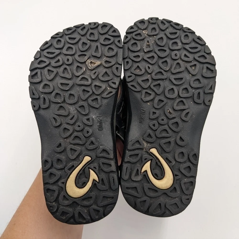 OluKai Ohana Black Sandal Flip Flop 9T 10T